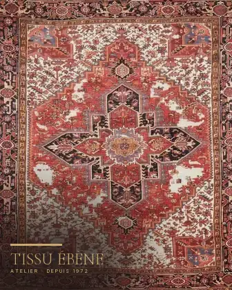 Tapis Heriz 1930 avant restauration — multiples zones dévorées par les mites