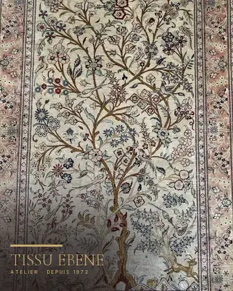 Tapis Qom en soie après restauration